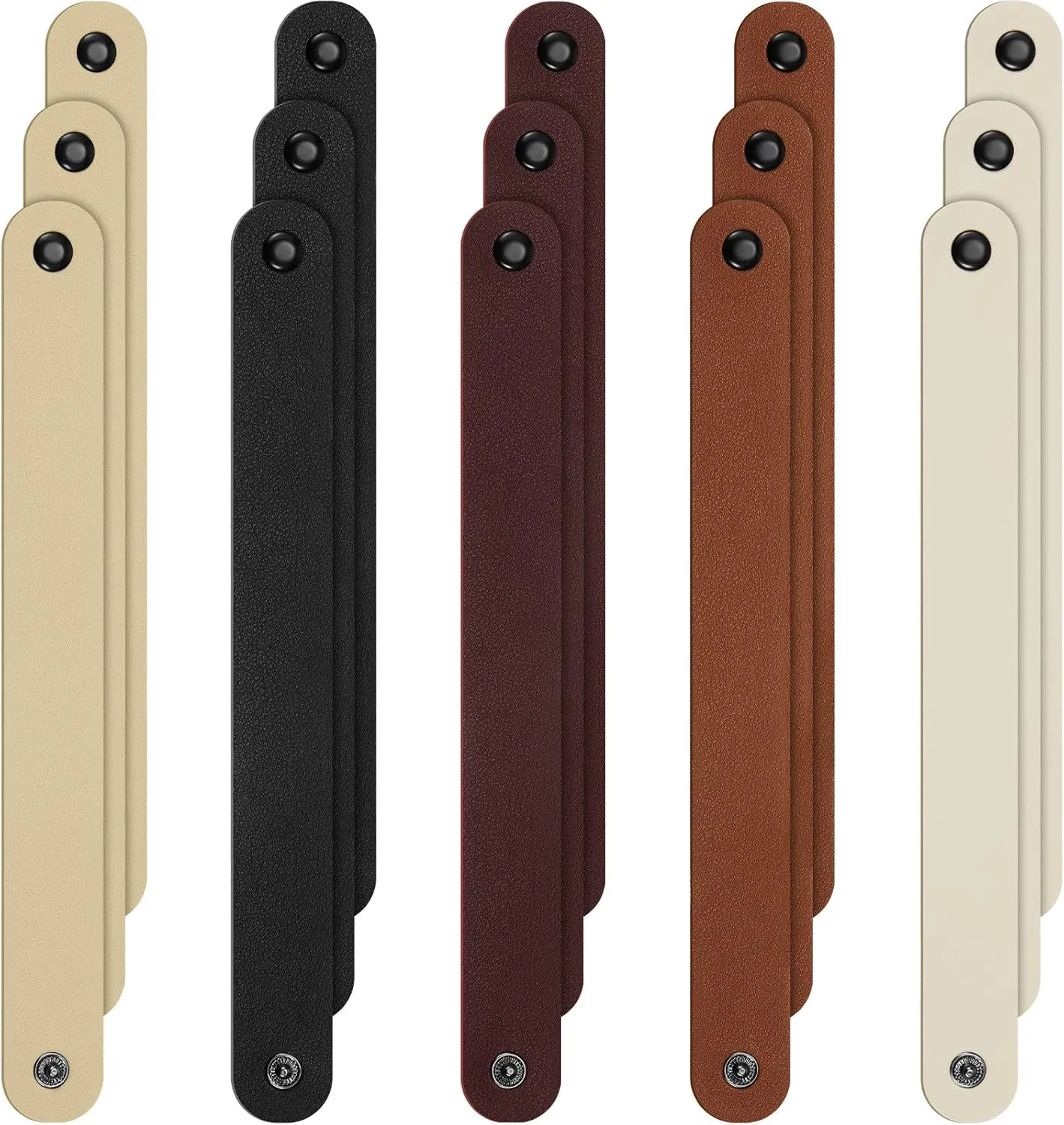 10 Pack Plain LeatherSnap Bracelet for Crafts Blank Leather Cuff Bracelets DIY Craft Wristbands, 5 Colors