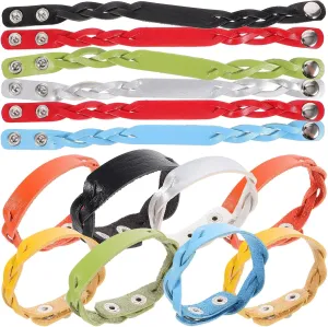 14pcs Plain PU Leather Bracelets Blank Leather Snap Bracelets Braid Engraving Bracelet for Crafts Blank PU Leather Cuff Bracelet DIY Craft Wristbands 7 Colors