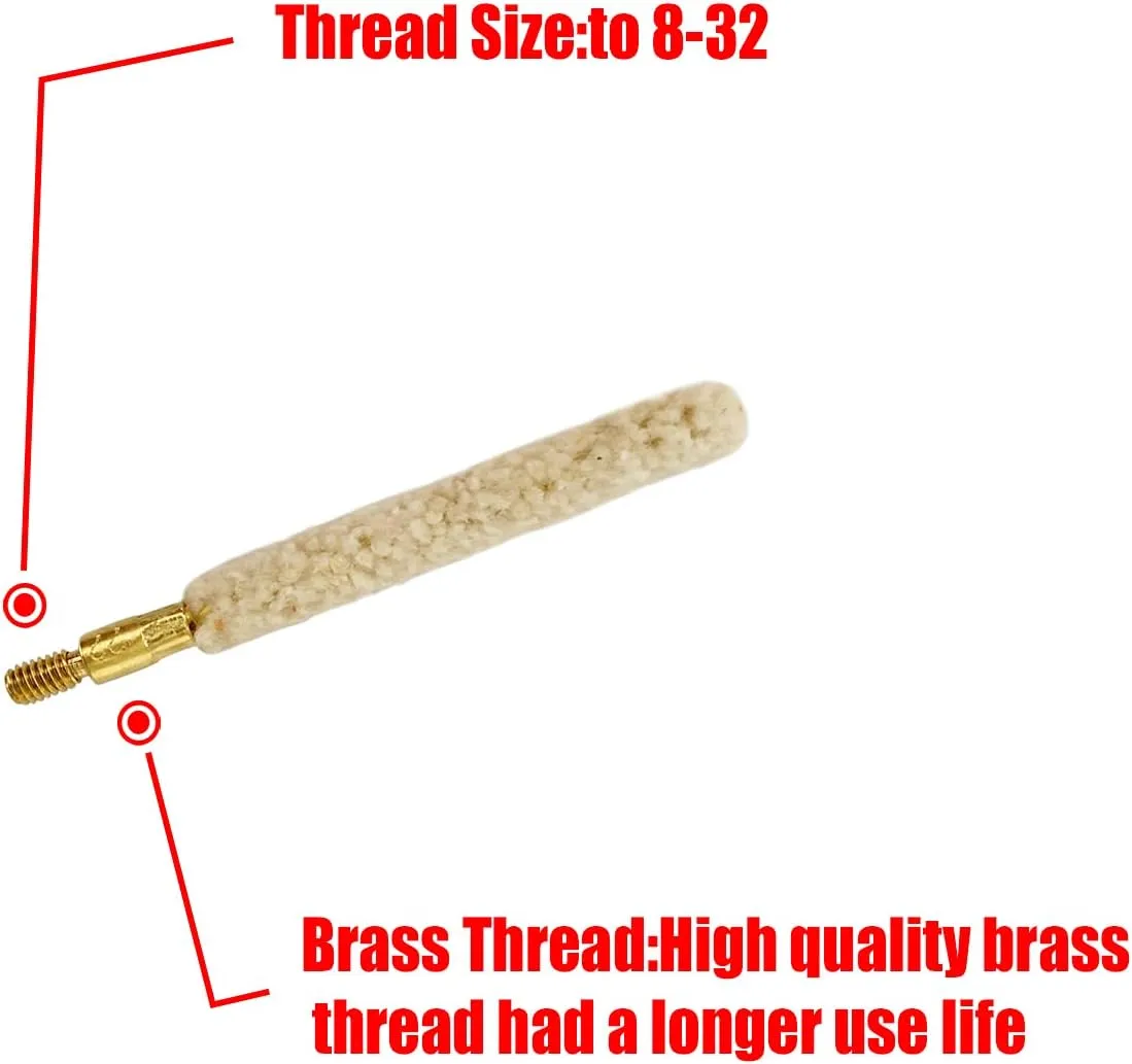 .22 Cal Bore Mop Gun Cleaning Brush for 22lr Rifle Pistol Handgun Cleaning (6 Pieces)