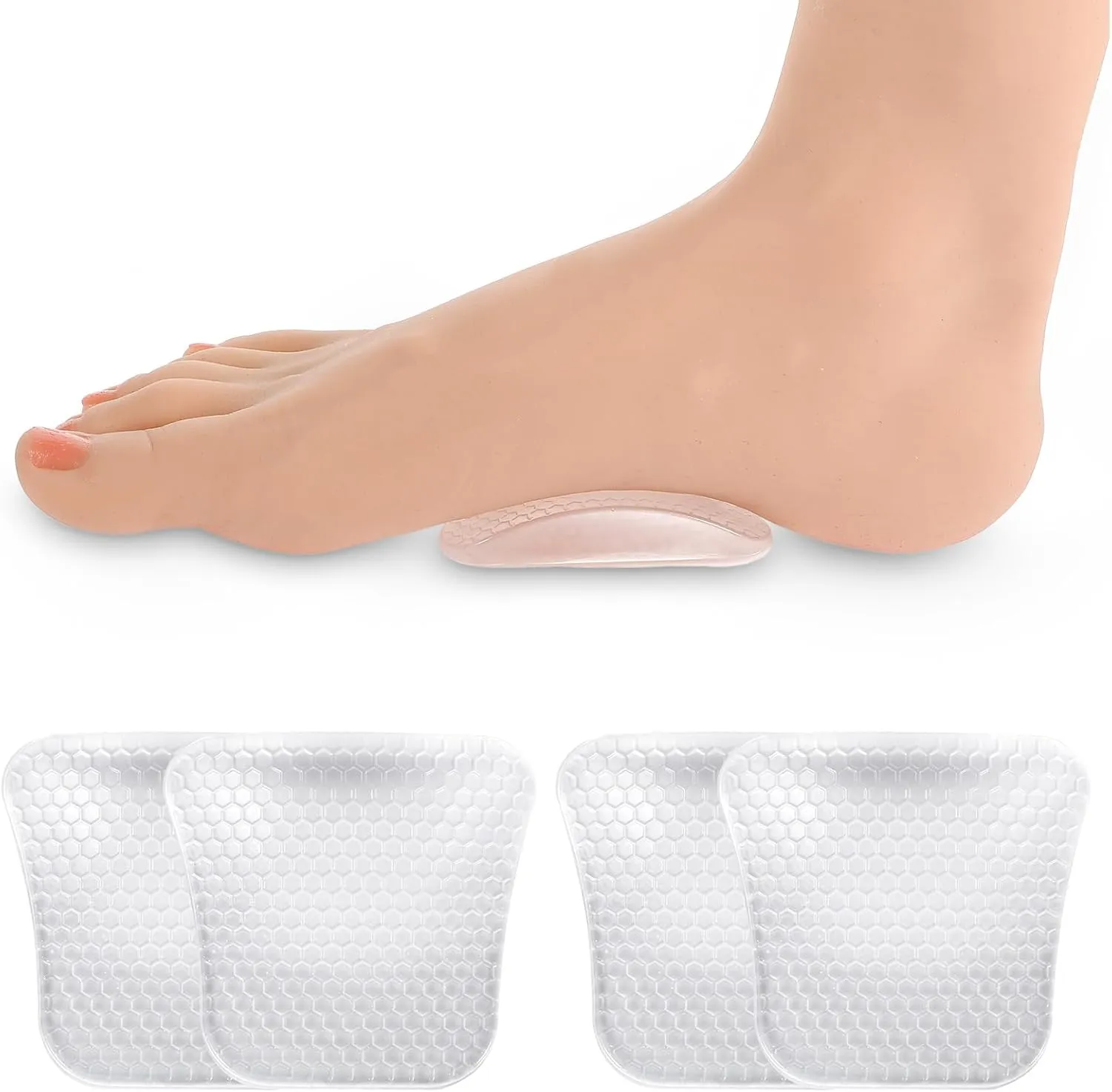 2Pairs Arch Support Inserts Women for Flat Feet Gel Arch Inserts Reusable Non-Slip Arch Support Shoe Filler Relieve Foot Pain