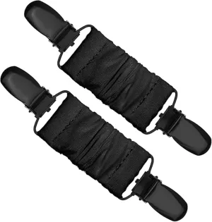 2PCS Dress Cinch and Sweater Clips Set  Adjustable Waist Cincher Clip & Hat Cinch for Tightening Loose Clothes, Cardigans, Dresses, Travel Hats  Black Elastic Fashion Accessory