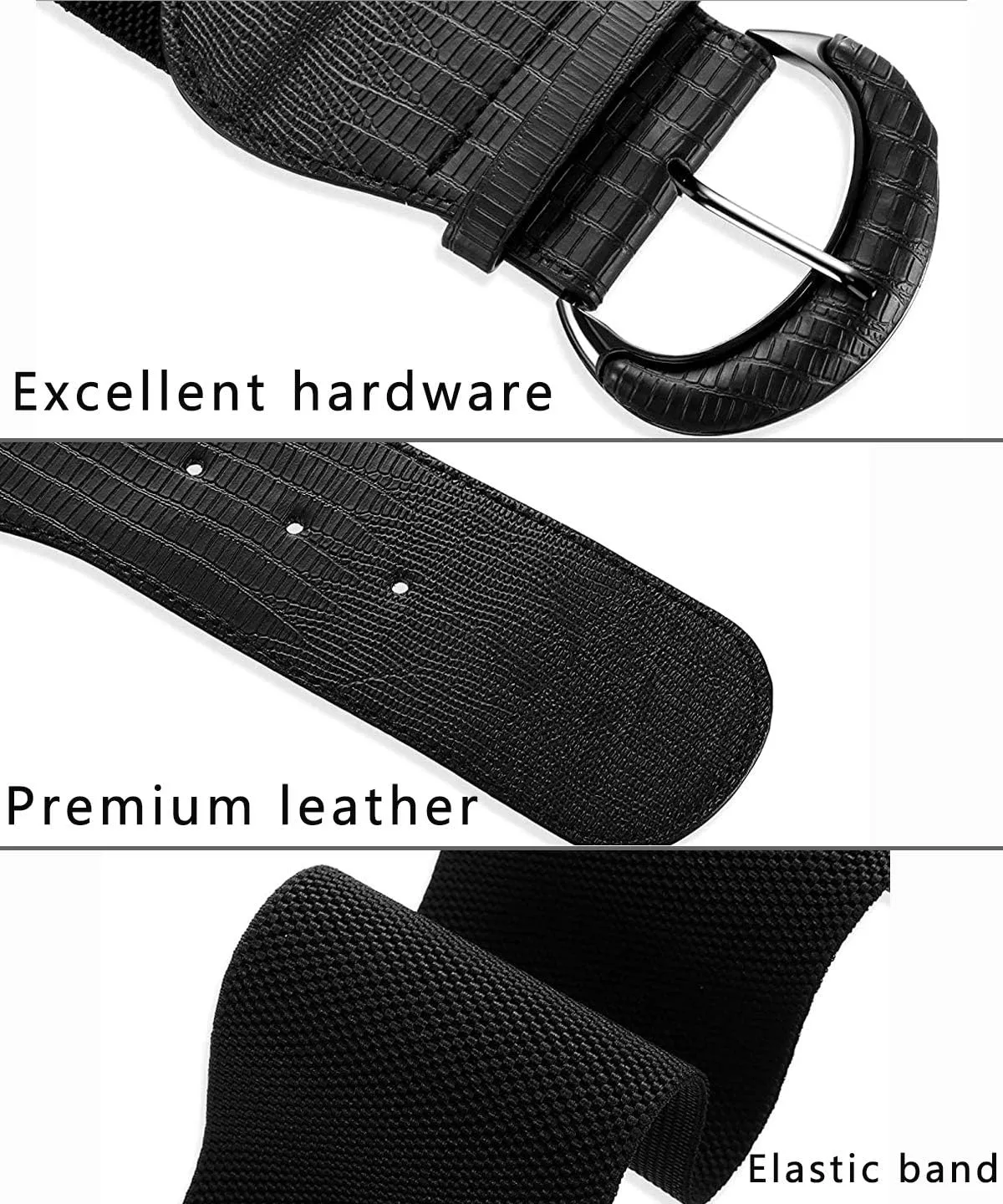 3 pieces of women's wide belts, waist belts, leather elastic belts, ladies dresses, decorative belt hooks