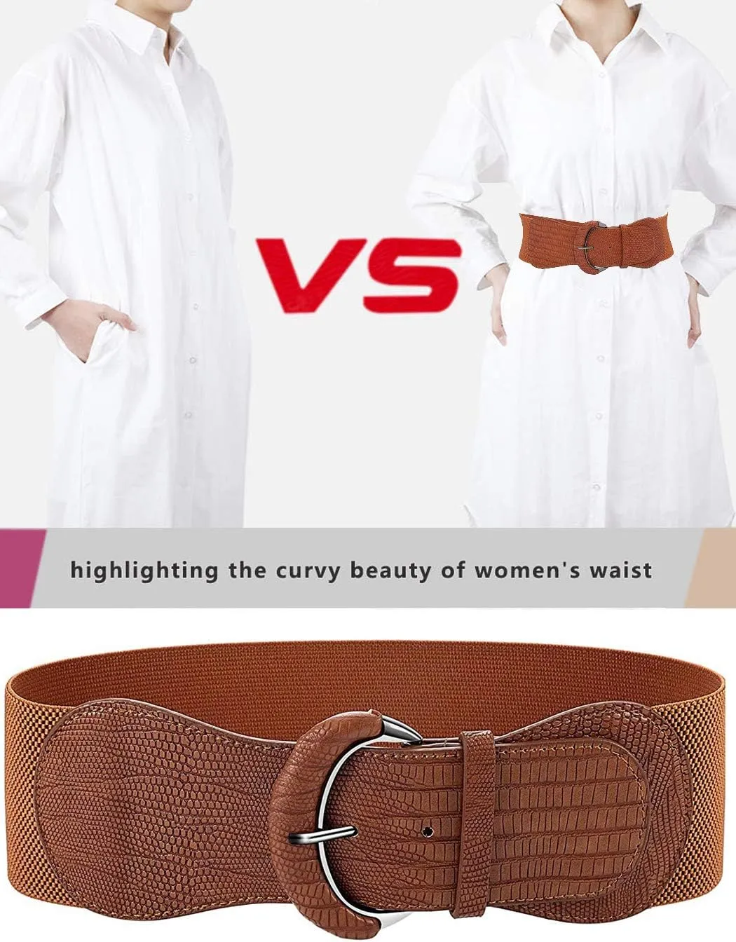 3 pieces of women's wide belts, waist belts, leather elastic belts, ladies dresses, decorative belt hooks