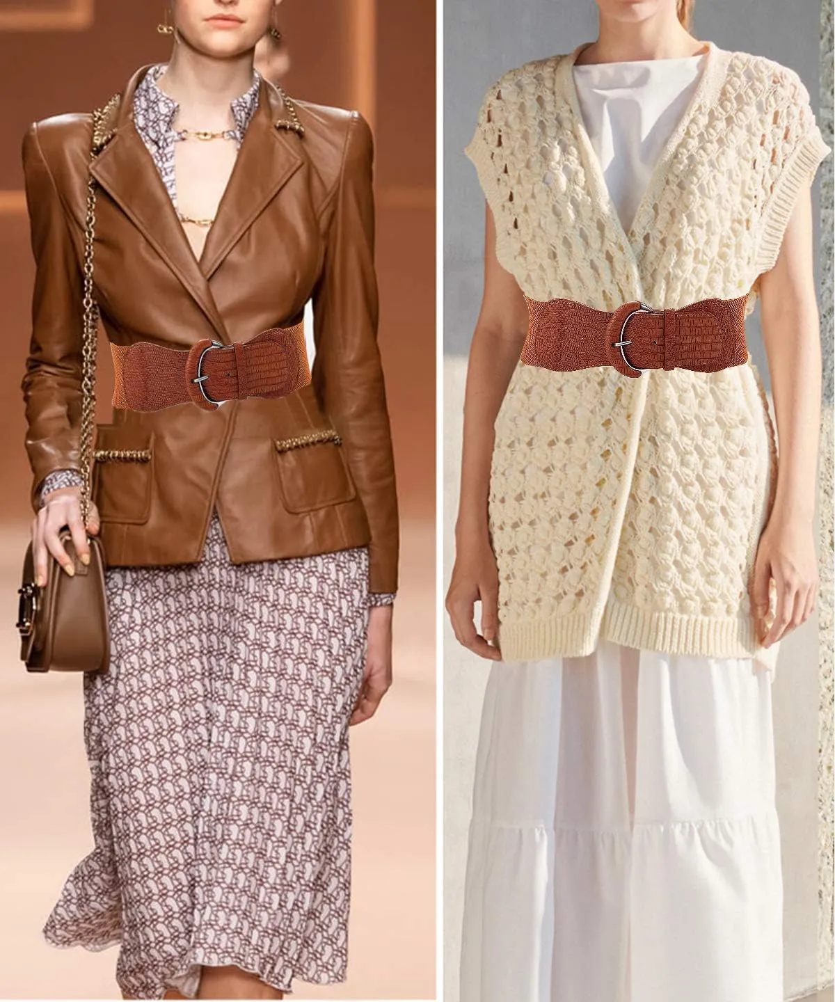 3 pieces of women's wide belts, waist belts, leather elastic belts, ladies dresses, decorative belt hooks