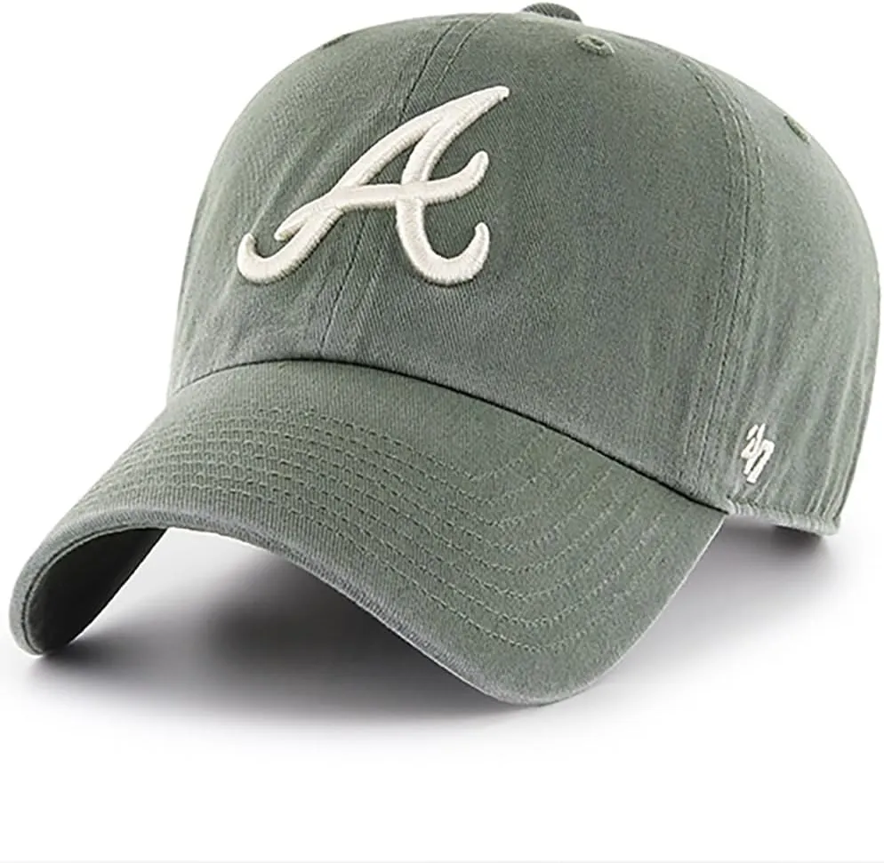 47 Brand MLB Moss Green Primary Logo Clean Up Adjustable Strap Baseball Cap Hat, Adult One Size Fits All
