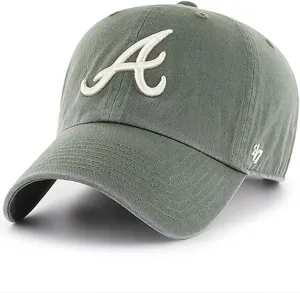 47 Brand MLB Moss Green Primary Logo Clean Up Adjustable Strap Baseball Cap Hat, Adult One Size Fits All