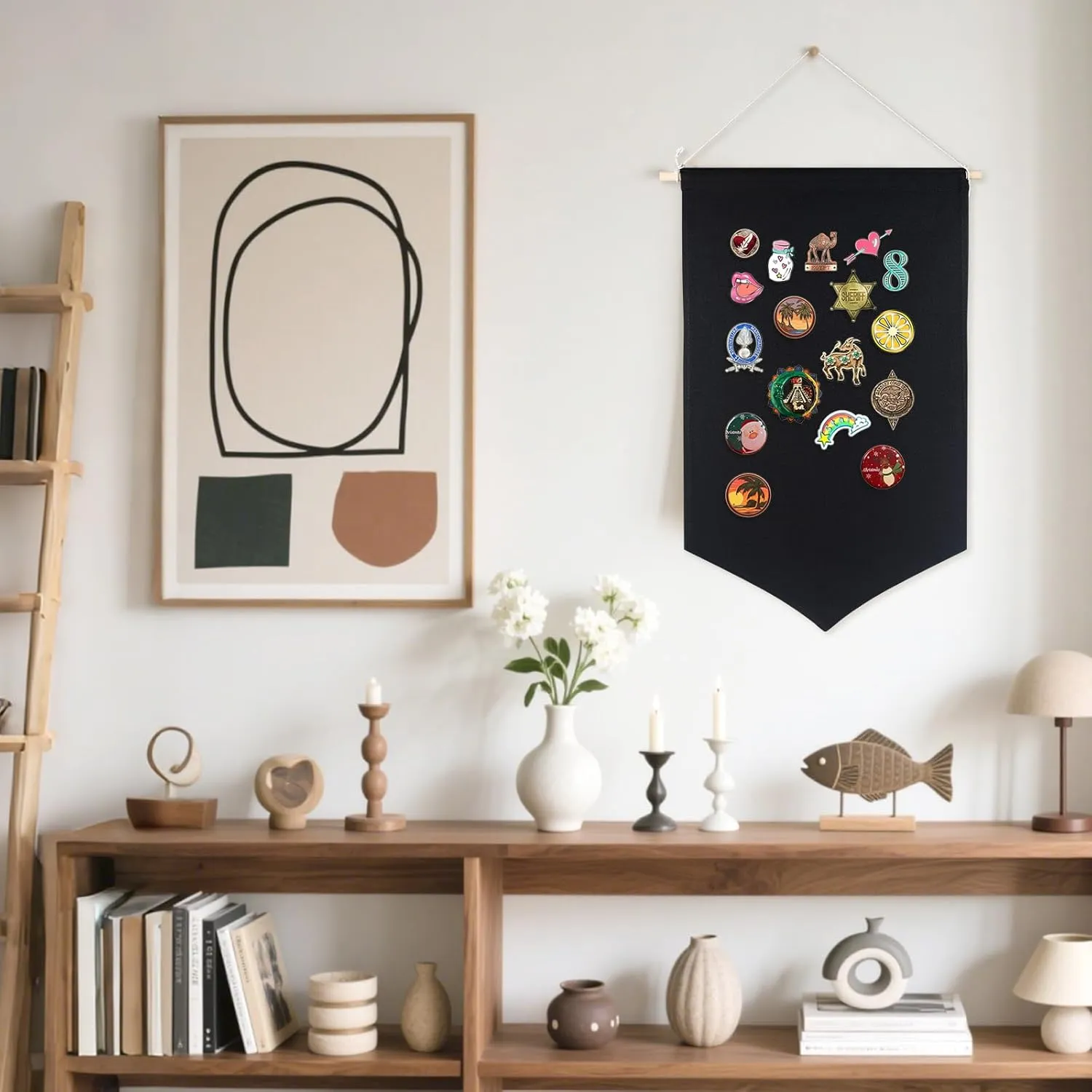 5 PCS Canvas Banners Wall Hanging Brooch Jewelry Storage Case Stand Enamel Pin Display, Sublimation blank Banner,Holder Earrings Necklace Pin Collection Organizer
