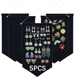 5 PCS Canvas Banners Wall Hanging Brooch Jewelry Storage Case Stand Enamel Pin Display, Sublimation blank Banner,Holder Earrings Necklace Pin Collection Organizer