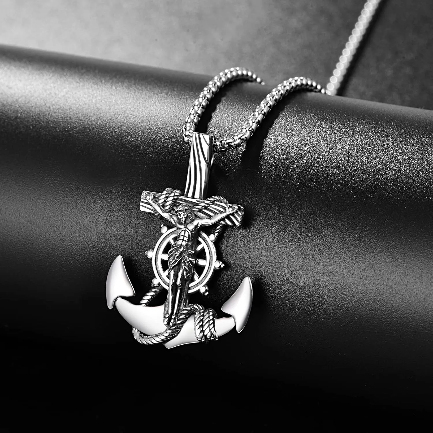 ADMETUS 925 Sterling Silver Patron Saint Necklace | Amulet Necklace Cross Jewelry for Men with 2.5mm 22" 2" Rolo Chain