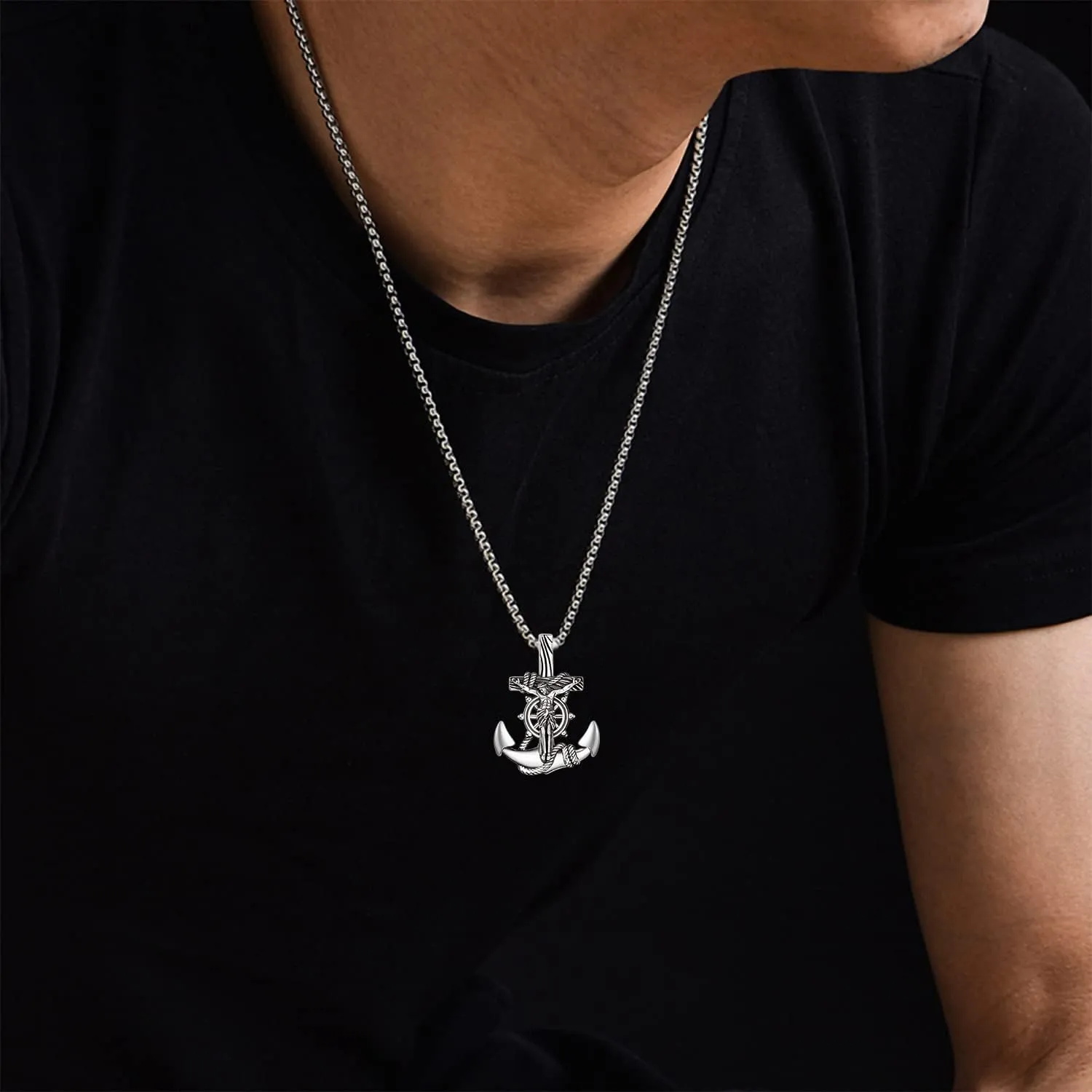 ADMETUS 925 Sterling Silver Patron Saint Necklace | Amulet Necklace Cross Jewelry for Men with 2.5mm 22" 2" Rolo Chain