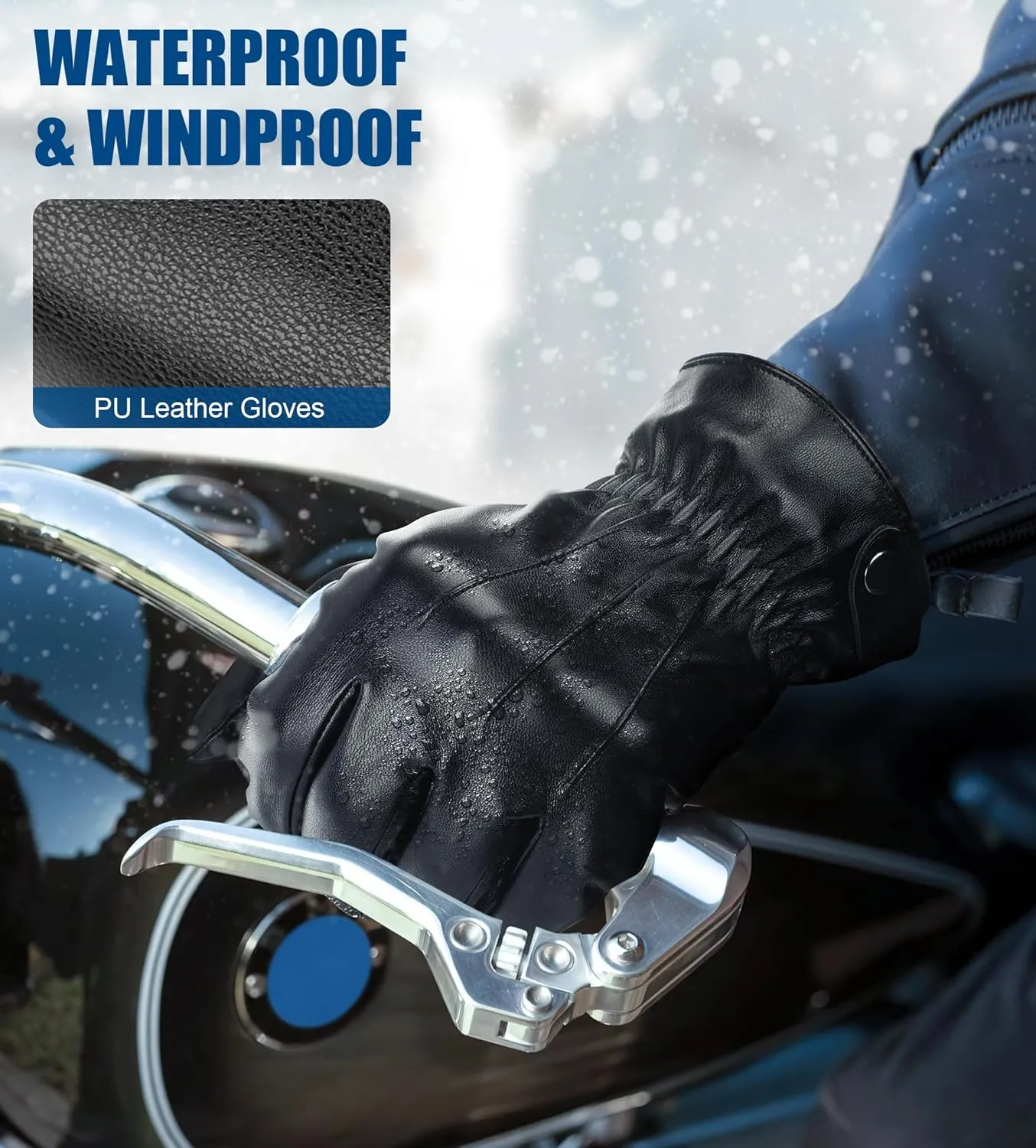 Aegend Leather Gloves for Men, Soft Warm Lining Full Hand Touchscreen Winter Gift Thermal