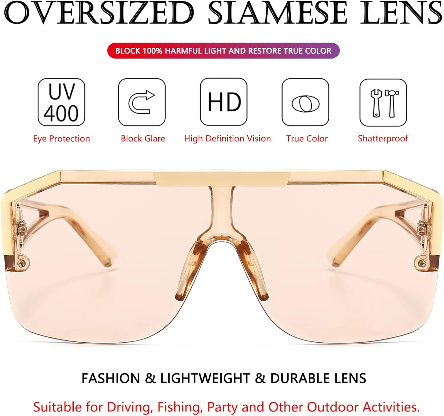 AIEYEZO Square Oversized Sunglasses Flat Top Shield Sun Glasses for Men Women One Lens Square Shades