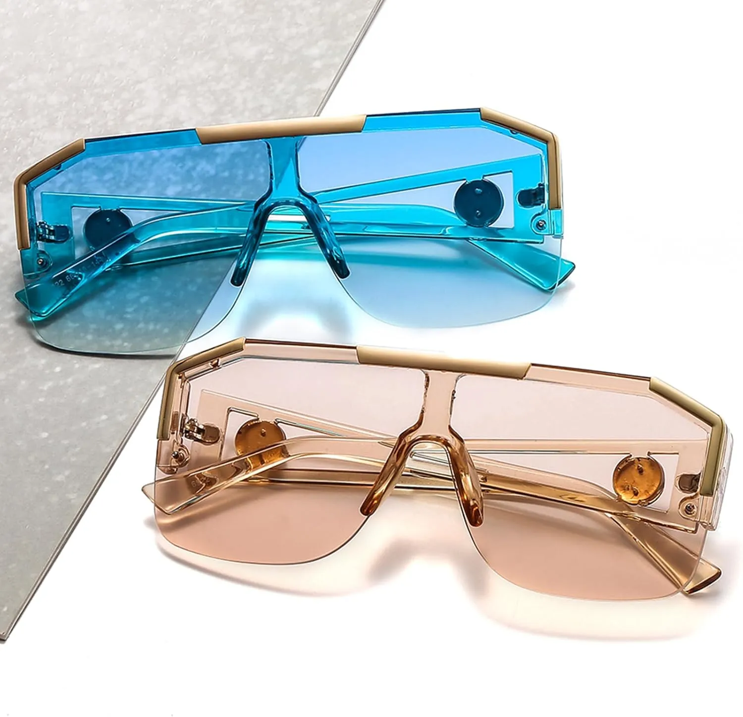AIEYEZO Square Oversized Sunglasses Flat Top Shield Sun Glasses for Men Women One Lens Square Shades