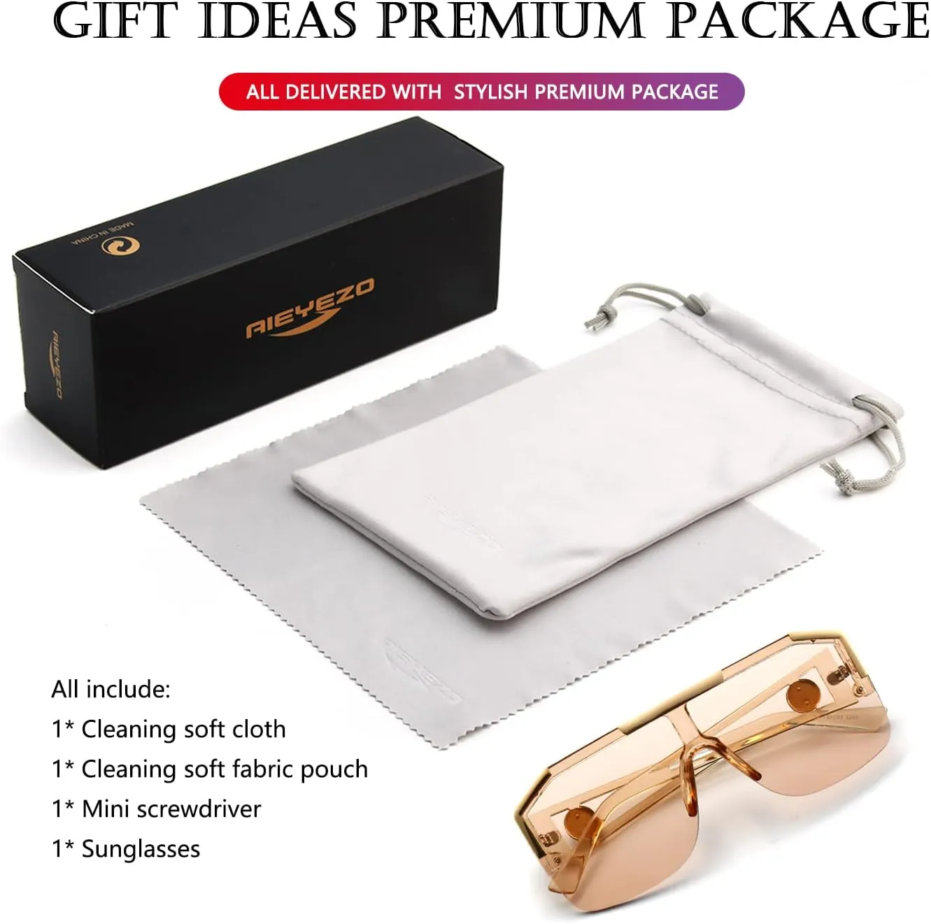 AIEYEZO Square Oversized Sunglasses Flat Top Shield Sun Glasses for Men Women One Lens Square Shades