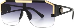 AIEYEZO Square Oversized Sunglasses Flat Top Shield Sun Glasses for Men Women One Lens Square Shades