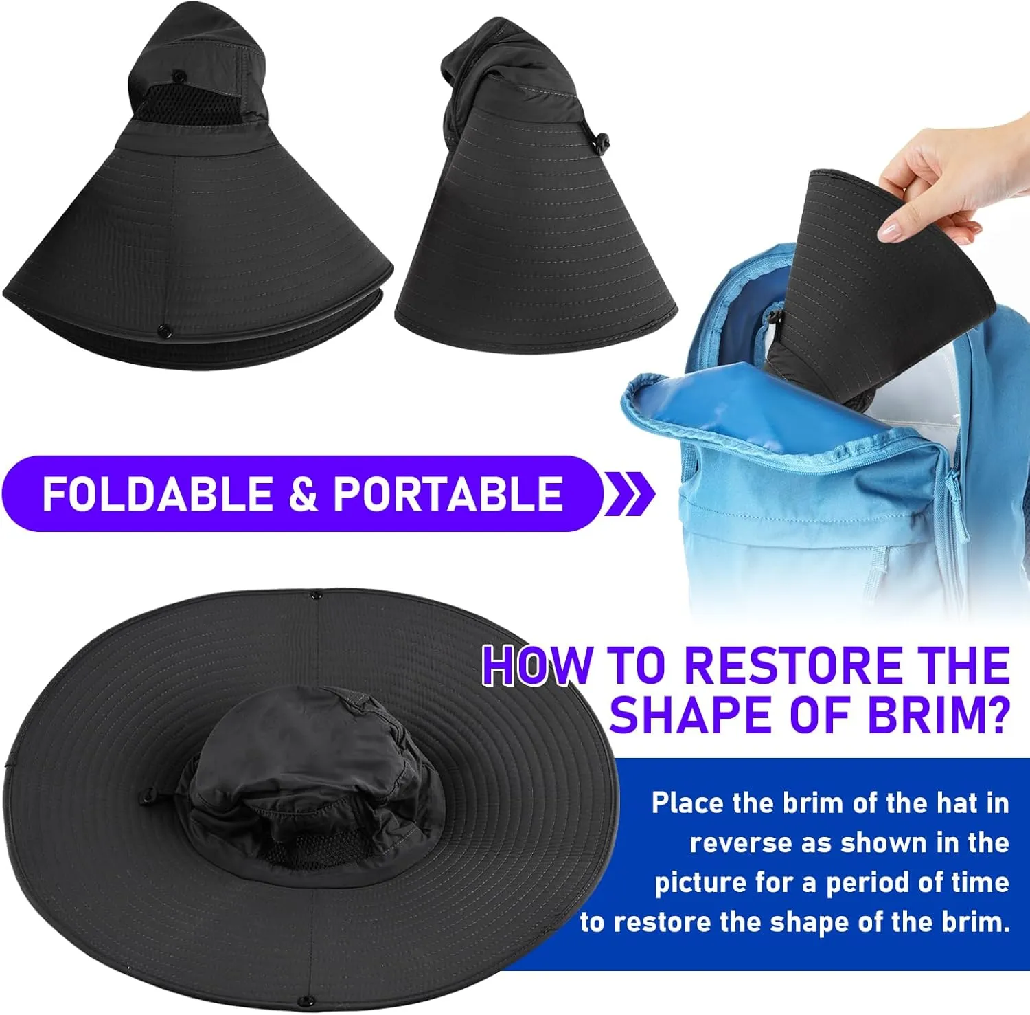 ALANGDUO XXL Big Head & Super Wide Brim Sun Hats for Men, XXL Large Fishing Sun Hat for Safari Gardening,Hiking