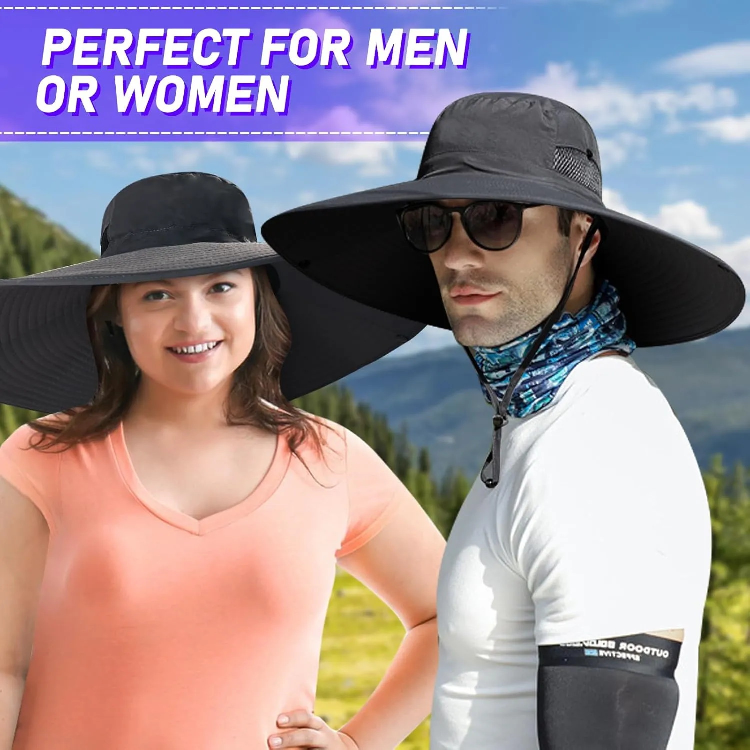 ALANGDUO XXL Big Head & Super Wide Brim Sun Hats for Men, XXL Large Fishing Sun Hat for Safari Gardening,Hiking