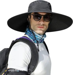 ALANGDUO XXL Big Head & Super Wide Brim Sun Hats for Men, XXL Large Fishing Sun Hat for Safari Gardening,Hiking
