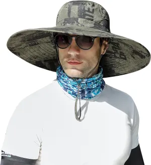 ALANGDUO XXL Big Head & Super Wide Brim Sun Hats for Men, XXL Large Fishing Sun Hat for Safari Gardening,Hiking