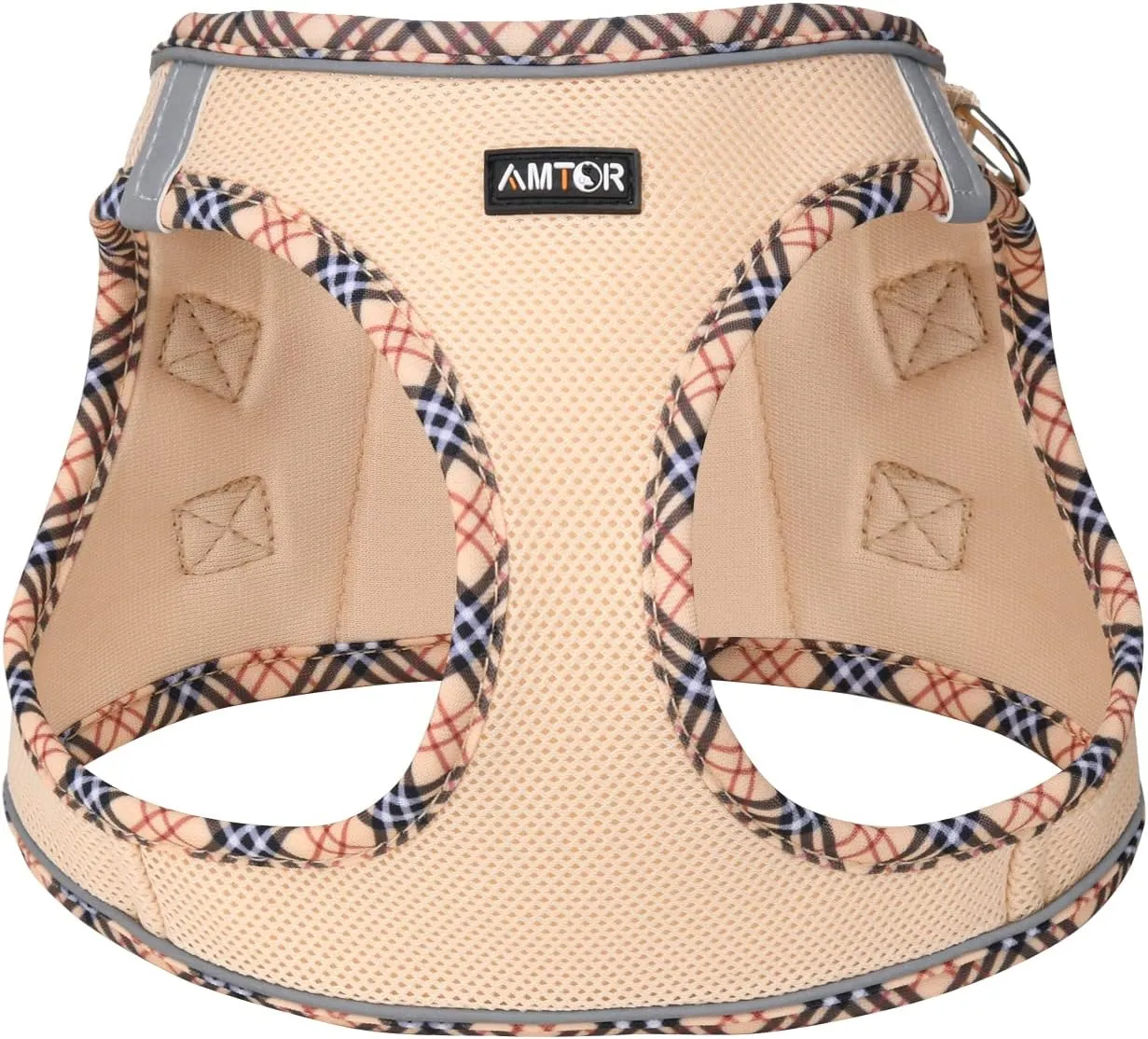 AMTOR Small Dog Harness with Leash Set, No Escape Easy Walk Puppy Harnesses for Training Walking, Step-in Reflective Soft Dogs Vest for XS S Medium Extra-Small Large Sized Dog(Beige,XS)