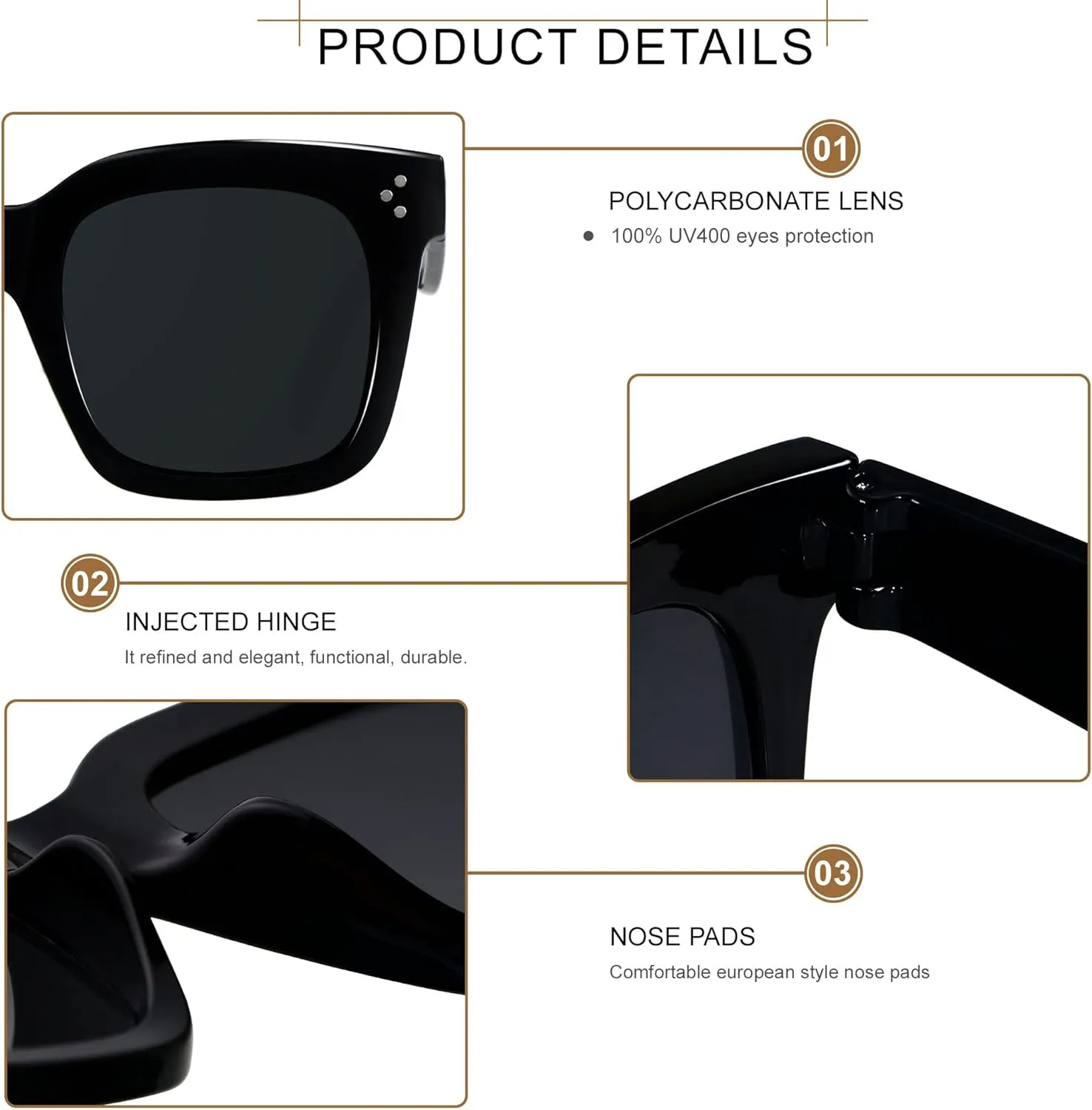 ANDWOOD Oversized Sunglasses for Women Big Large Square Wide Frame Shades Retro Trendy Fashion UV Protection