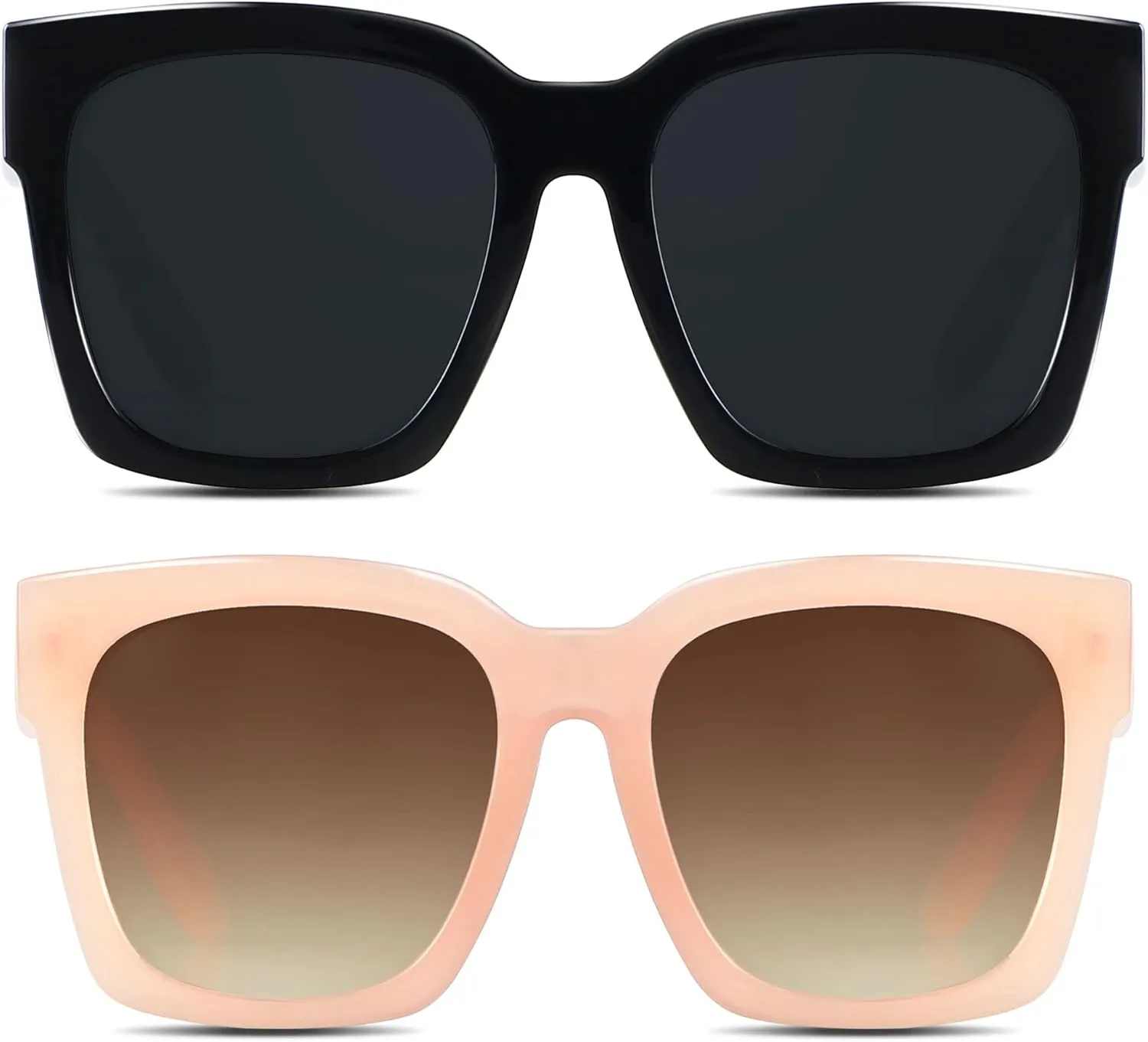 ANDWOOD Oversized Sunglasses for Women Big Large Square Wide Frame Shades Retro Trendy Fashion UV Protection