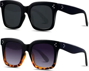 ANDWOOD Oversized Sunglasses for Women Big Large Square Wide Frame Shades Retro Trendy Fashion UV Protection