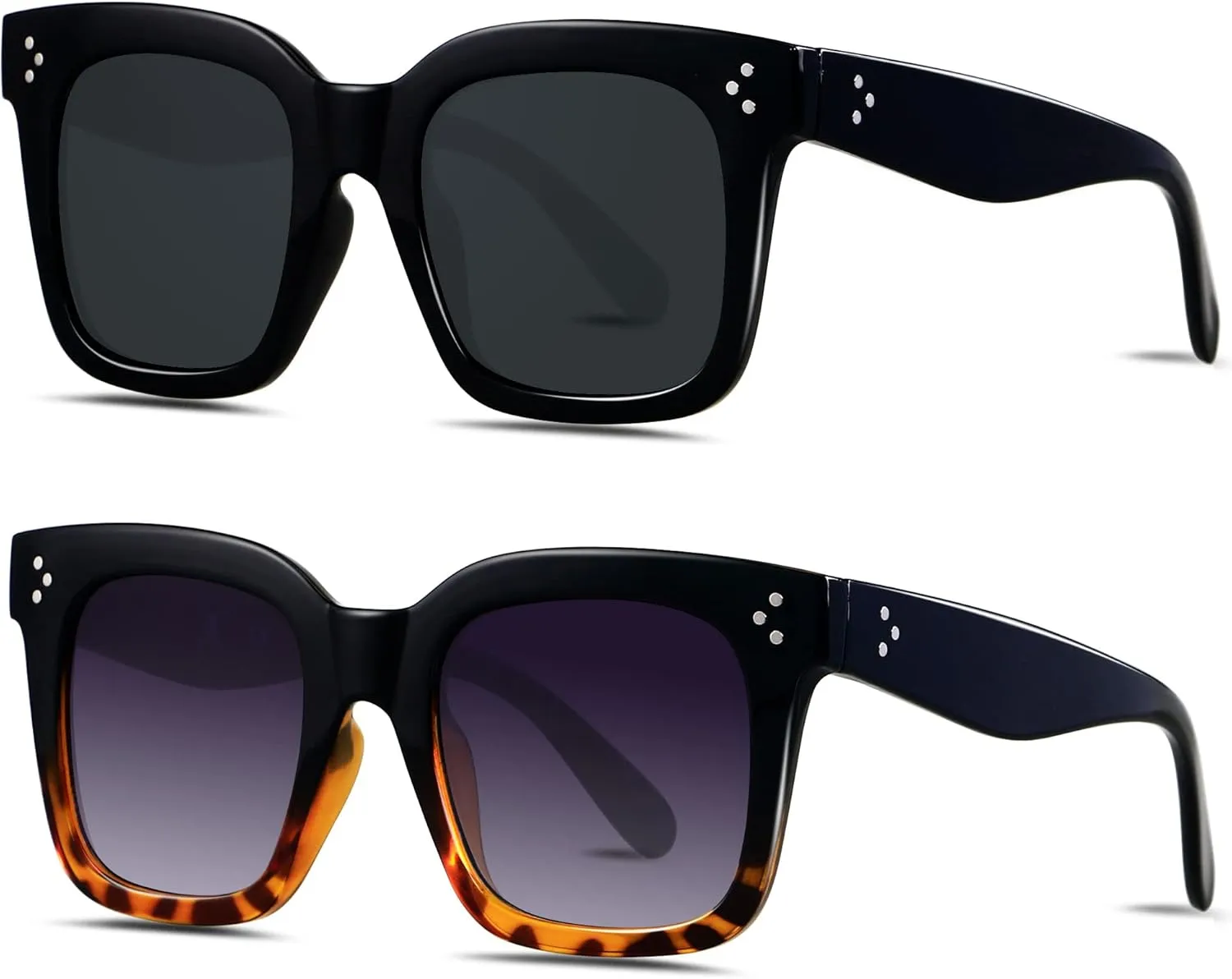 ANDWOOD Oversized Sunglasses for Women Big Large Square Wide Frame Shades Retro Trendy Fashion UV Protection
