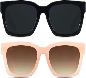 ANDWOOD Oversized Sunglasses for Women Big Large Square Wide Frame Shades Retro Trendy Fashion UV Protection