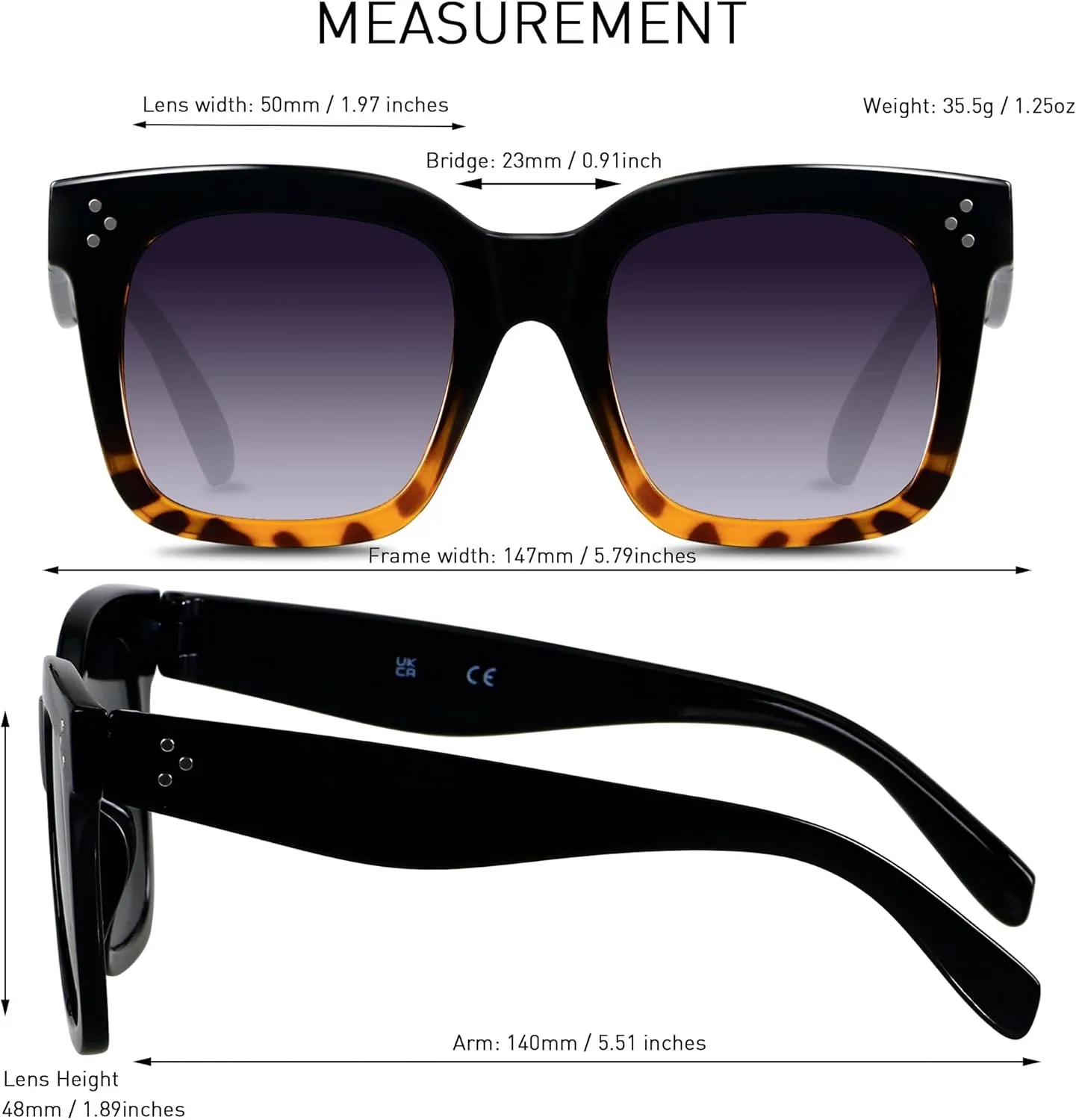 ANDWOOD Oversized Sunglasses for Women Big Large Square Wide Frame Shades Retro Trendy Fashion UV Protection