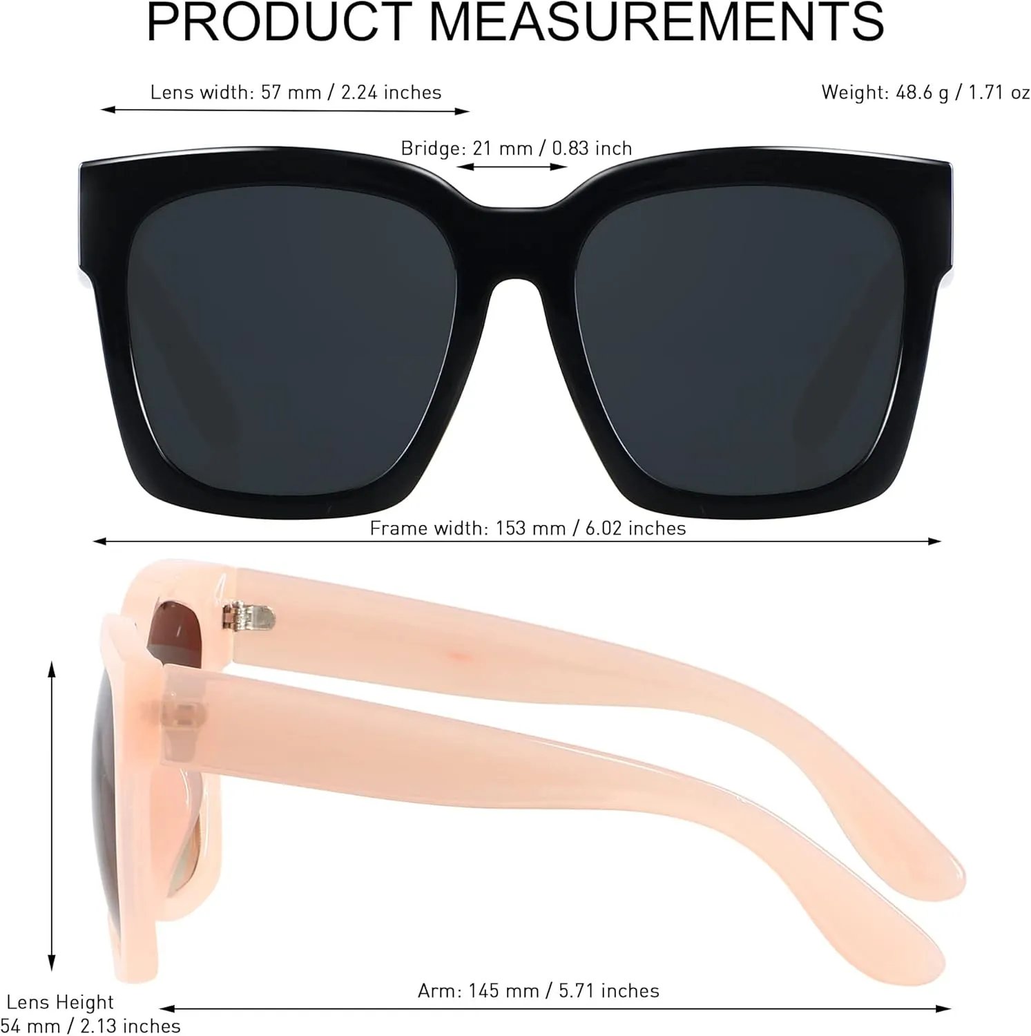 ANDWOOD Oversized Sunglasses for Women Big Large Square Wide Frame Shades Retro Trendy Fashion UV Protection