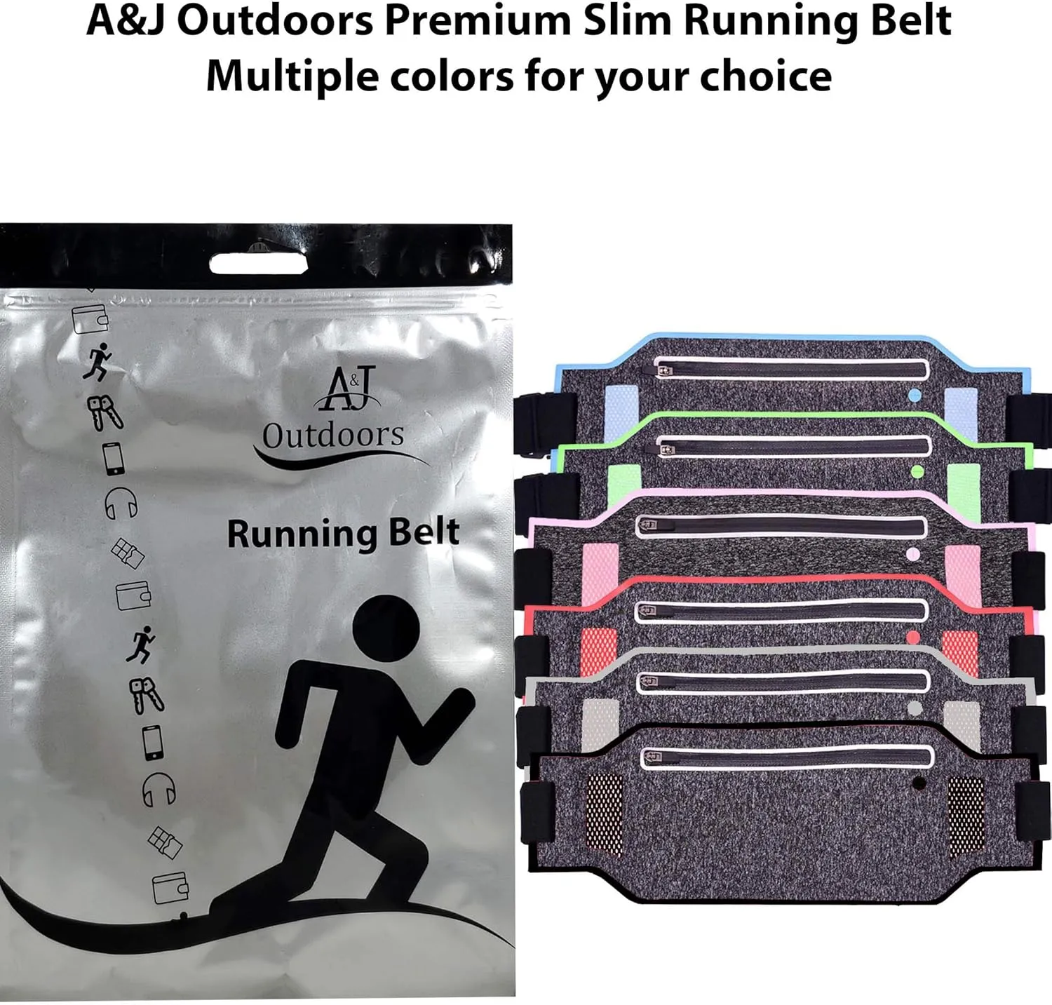 ANJ Outdoors Super Slim Water Resistant Money Belt, Running Belt for Women and Men, Expandable Phone Belt to Hold Cell Phones, Cards, and Money. Ideal Waist Bag Waist Pack for Travel, Sports and Yoga