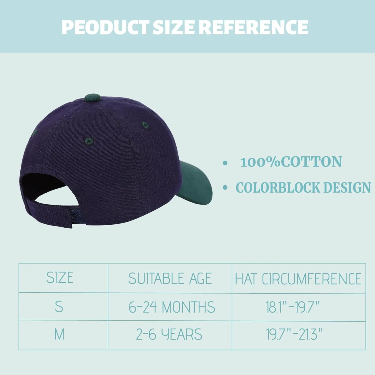 Baby Toddler Baseball Hat Cap Colorblock Cotton Girl Boy Snapback Hats Infant Adjustable Size for 6M-6Y