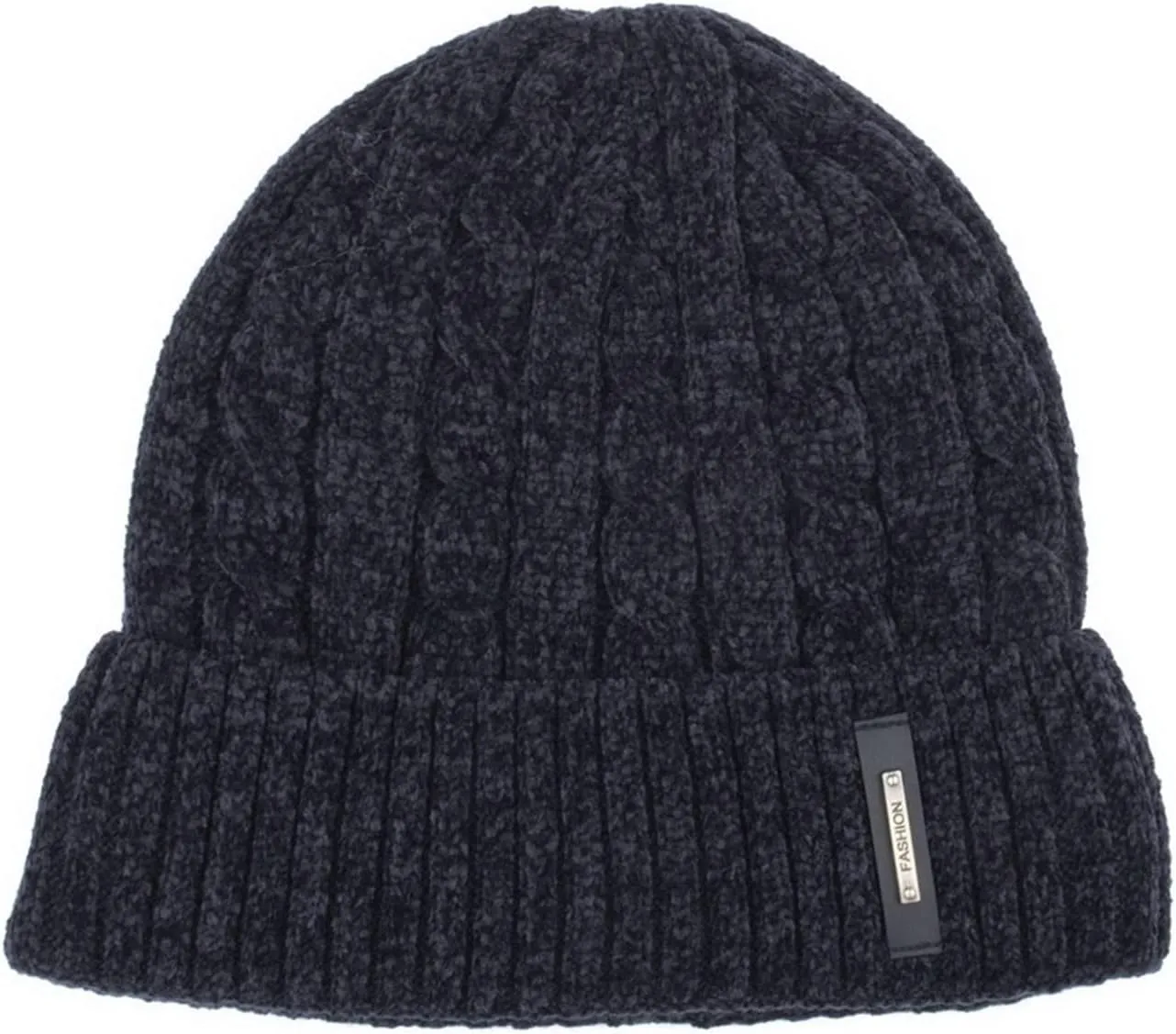 Beanie for Men Women Soft Stretch Cable Knit Beanies Ribbed Skull Cap Cuff Beanie Knitted Soft Warm Winter Hat