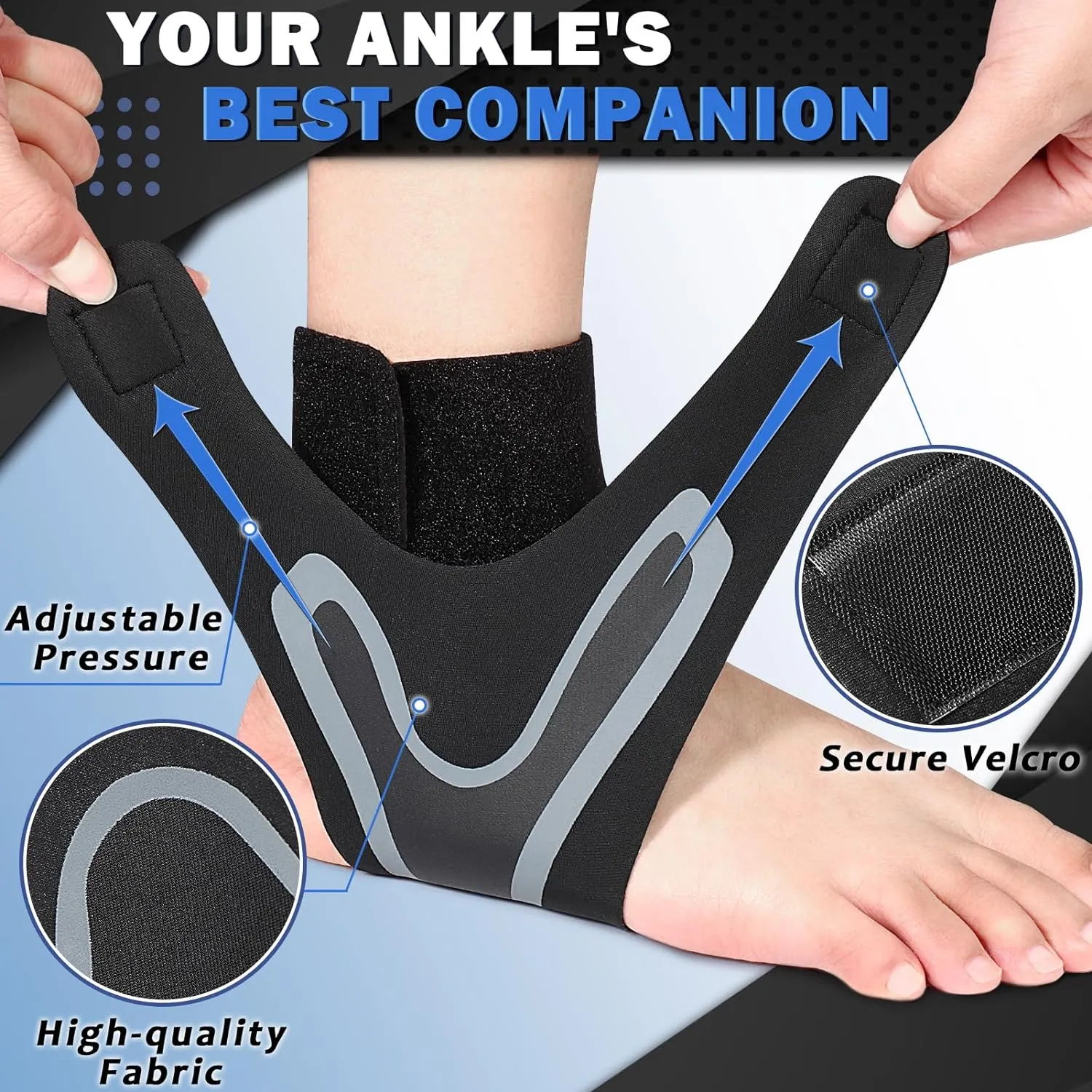 beister 1 Pair Ankle Support Breathable Neoprene Compression Ankle Brace for Men and Women, Elastic Sprain Foot Sleeve for Sports Protect, Arthritis, Plantar Fasciitis, Achilles tendonitis, Recovery