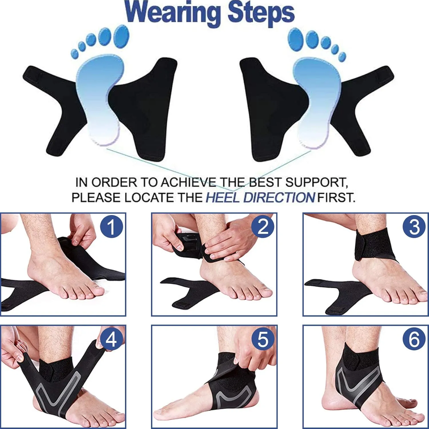 beister 1 Pair Ankle Support Breathable Neoprene Compression Ankle Brace for Men and Women, Elastic Sprain Foot Sleeve for Sports Protect, Arthritis, Plantar Fasciitis, Achilles tendonitis, Recovery
