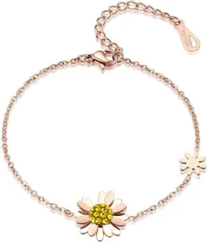 Boho Anklets Rose Gold Ankle Bracelets Daisy Flower Beads Beach Foot Jewelry Adjustable for Daughter Sister Women and