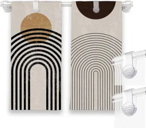 Boho Kitchen Towels Set of 2, Black Beige Minimalist Hand Towels for Bathroom, Boho Abstract Decorative Dish Towels Decor for Kitchen Home 16x24in with 2 Towel Clips
