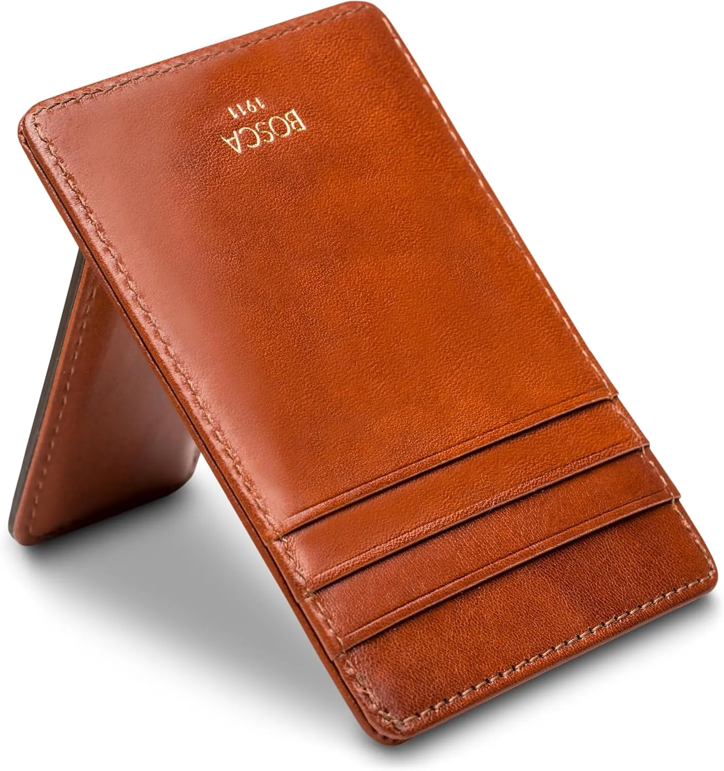 Bosca Old Leather RFID Blocking Front Pocket Wallet with Magnetic Money Clip - Leather Wallet for Men