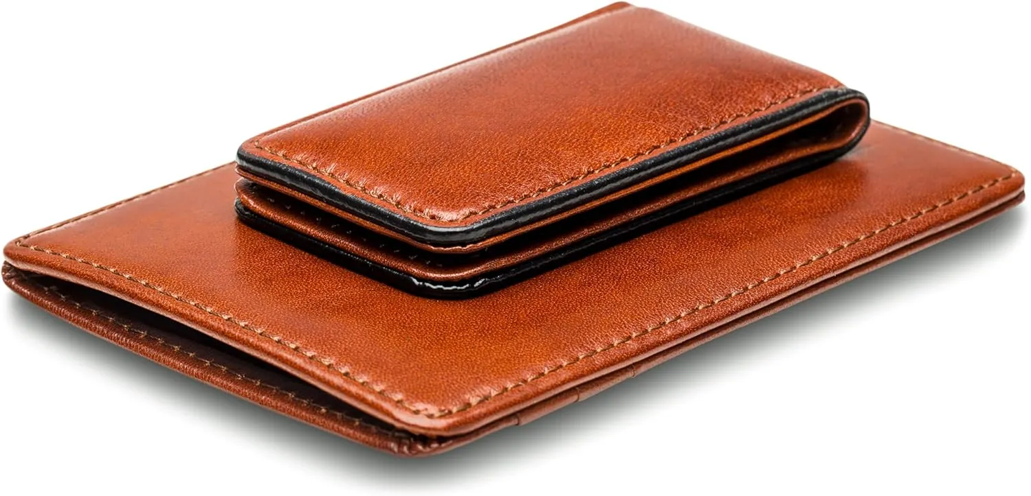 Bosca Old Leather RFID Blocking Front Pocket Wallet with Magnetic Money Clip - Leather Wallet for Men