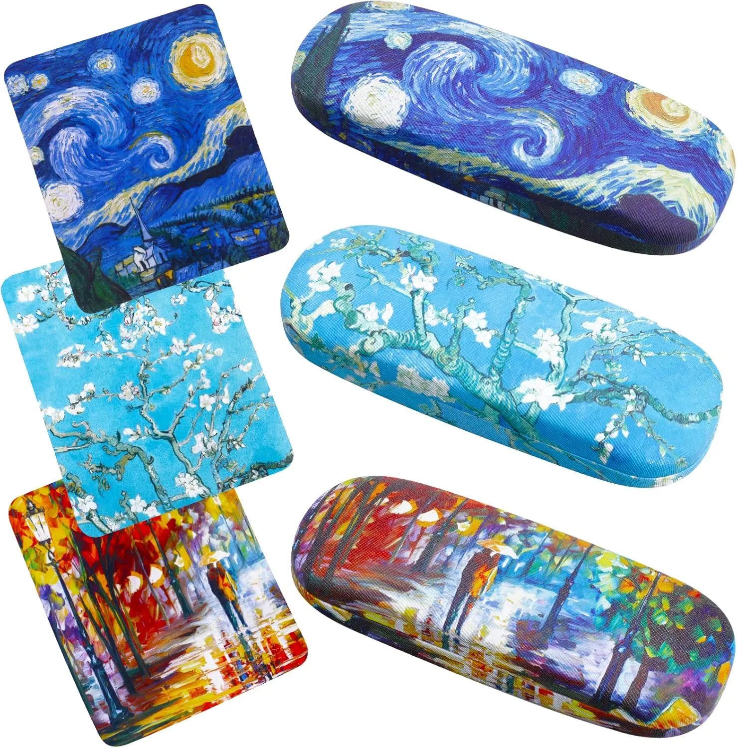BOUMUSOE 3 Pack Hard Eyeglass Case, Protective Hard Shell Glasses Case with Cleaning Cloth Portable Eyewear Case for Women Men