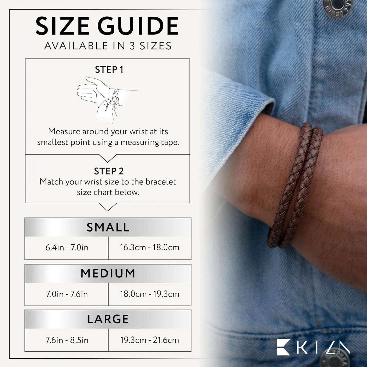 Brown Leather Bracelet for Men Premium Artisan Handcrafted Double Strand Braided Mens Bracelet (Medium)