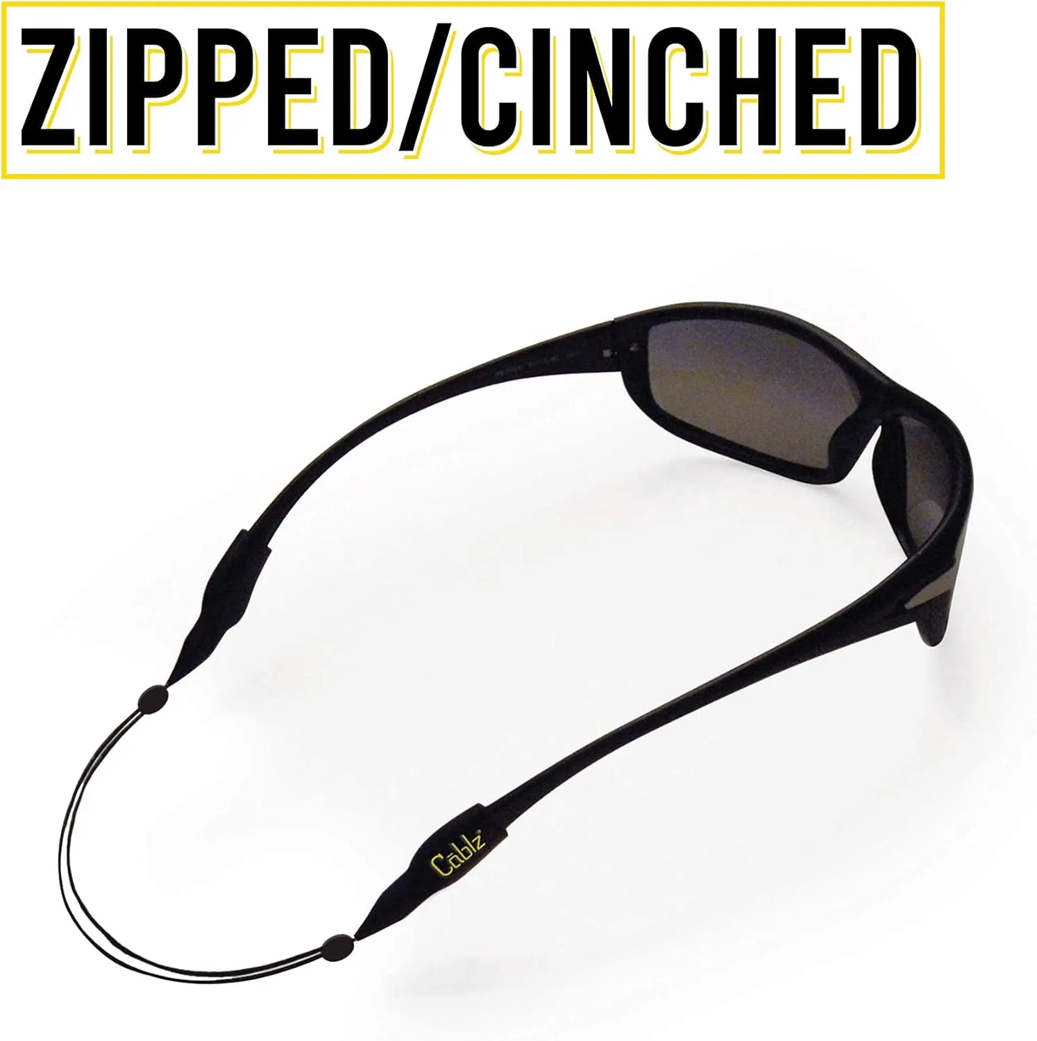 Cablz Zipz Adjustable Eyewear Retainer | Adjustable, Lightweight, Low Profile, Off-The-Neck Eyewear Retainer Strap | Black