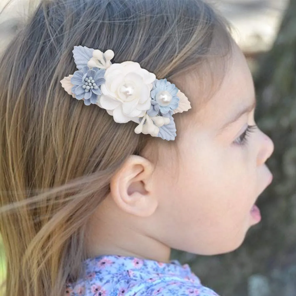 cherrboll Flower Hair Clips Set 3pcs Floral Hair Bow Accessories for Baby Girl Toddles Teen Gifts