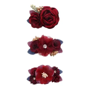cherrboll Flower Hair Clips Set 3pcs Floral Hair Bow Accessories for Baby Girl Toddles Teen Gifts