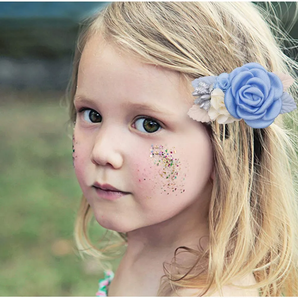 cherrboll Flower Hair Clips Set 3pcs Floral Hair Bow Accessories for Baby Girl Toddles Teen Gifts