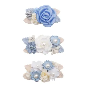 cherrboll Flower Hair Clips Set 3pcs Floral Hair Bow Accessories for Baby Girl Toddles Teen Gifts