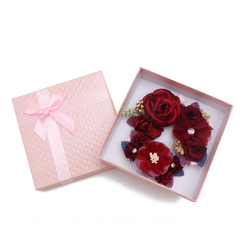 cherrboll Flower Hair Clips Set 3pcs Floral Hair Bow Accessories for Baby Girl Toddles Teen Gifts