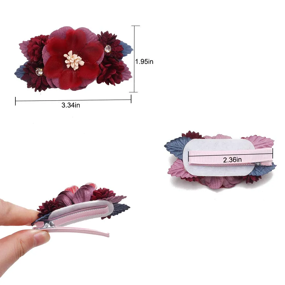 cherrboll Flower Hair Clips Set 3pcs Floral Hair Bow Accessories for Baby Girl Toddles Teen Gifts