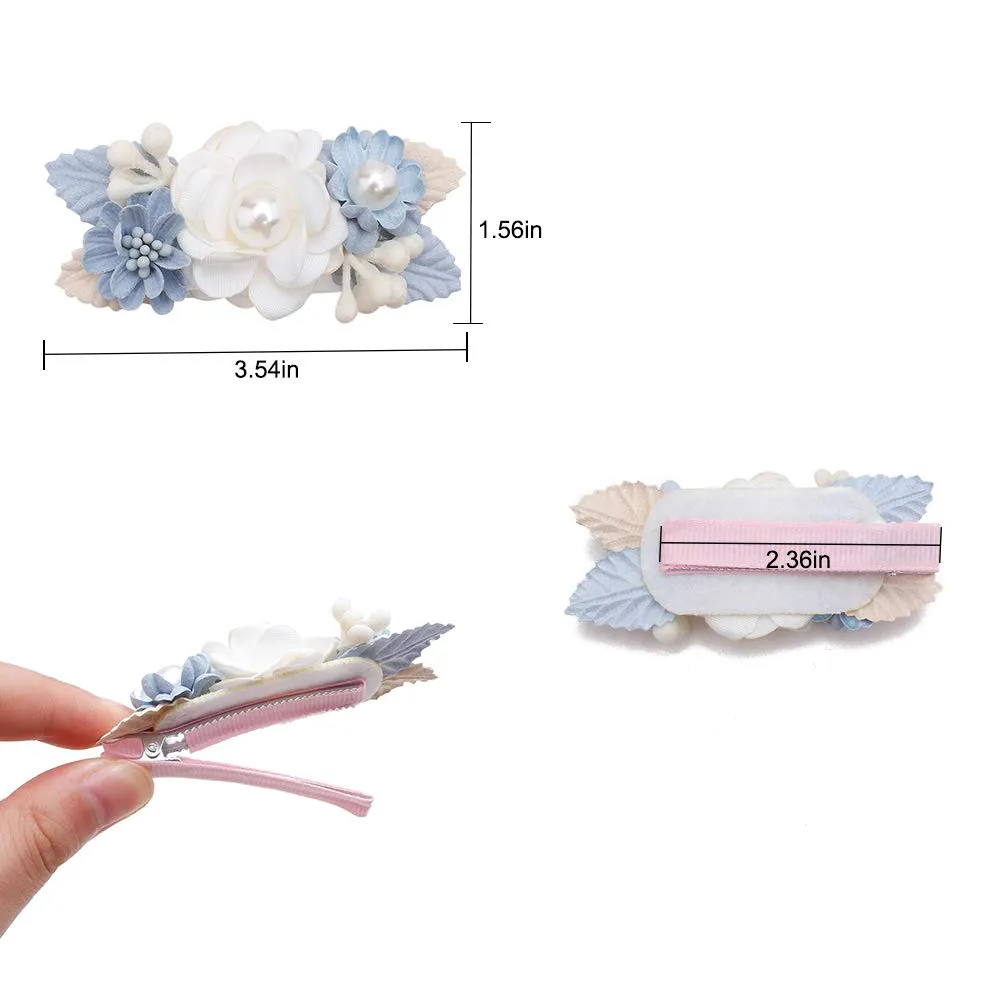 cherrboll Flower Hair Clips Set 3pcs Floral Hair Bow Accessories for Baby Girl Toddles Teen Gifts